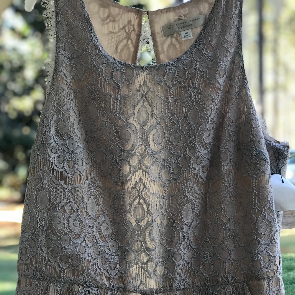 LC Lauren Conrad Runway Jumpsuit Blue Lace 12